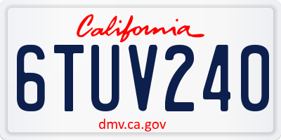 CA license plate 6TUV240