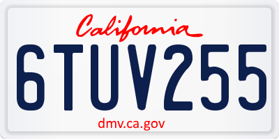 CA license plate 6TUV255