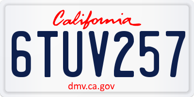 CA license plate 6TUV257