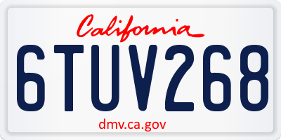 CA license plate 6TUV268