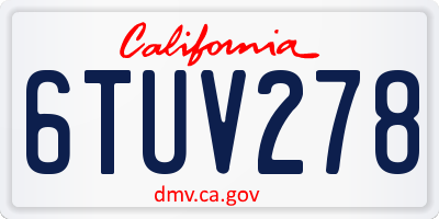 CA license plate 6TUV278