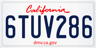 CA license plate 6TUV286