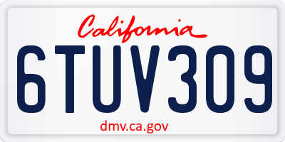 CA license plate 6TUV309