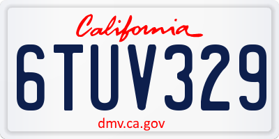 CA license plate 6TUV329