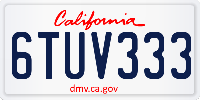 CA license plate 6TUV333