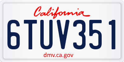 CA license plate 6TUV351