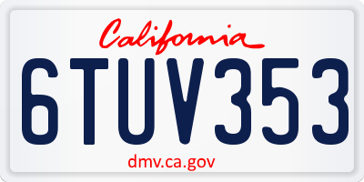CA license plate 6TUV353