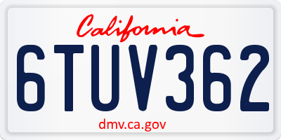 CA license plate 6TUV362