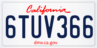 CA license plate 6TUV366