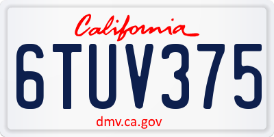 CA license plate 6TUV375
