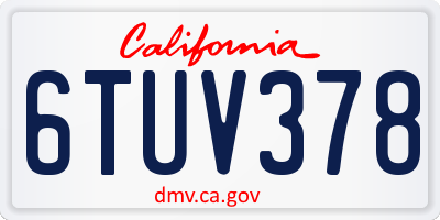 CA license plate 6TUV378