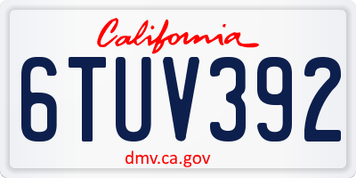 CA license plate 6TUV392