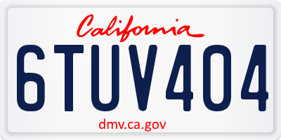 CA license plate 6TUV404