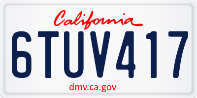 CA license plate 6TUV417