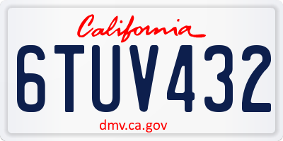 CA license plate 6TUV432