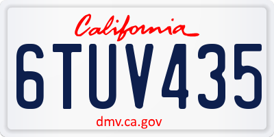 CA license plate 6TUV435