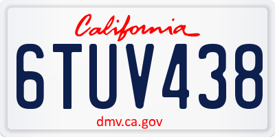 CA license plate 6TUV438
