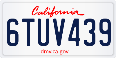 CA license plate 6TUV439