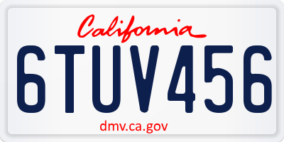 CA license plate 6TUV456