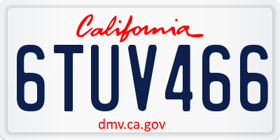 CA license plate 6TUV466