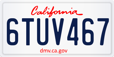 CA license plate 6TUV467
