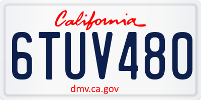 CA license plate 6TUV480