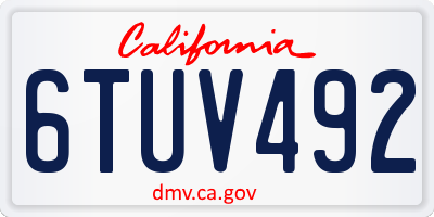 CA license plate 6TUV492