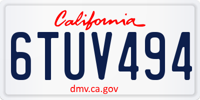 CA license plate 6TUV494