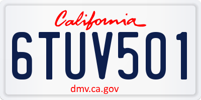 CA license plate 6TUV501