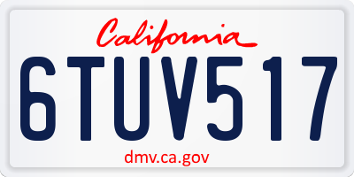 CA license plate 6TUV517