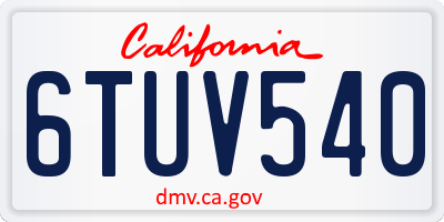 CA license plate 6TUV540
