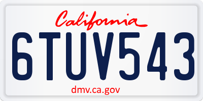CA license plate 6TUV543