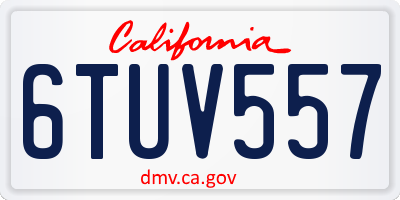 CA license plate 6TUV557