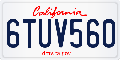 CA license plate 6TUV560