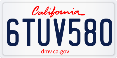 CA license plate 6TUV580