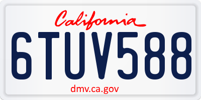 CA license plate 6TUV588