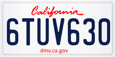 CA license plate 6TUV630