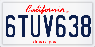CA license plate 6TUV638
