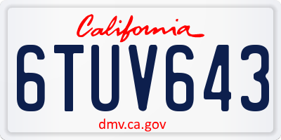 CA license plate 6TUV643