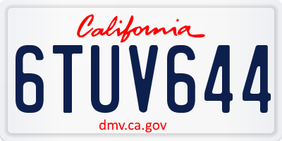 CA license plate 6TUV644