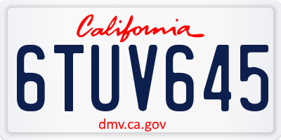 CA license plate 6TUV645