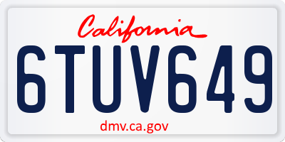 CA license plate 6TUV649