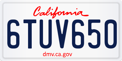 CA license plate 6TUV650
