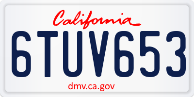 CA license plate 6TUV653