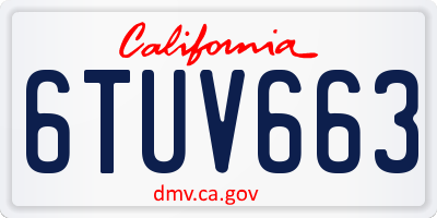 CA license plate 6TUV663