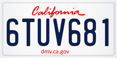 CA license plate 6TUV681