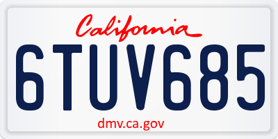 CA license plate 6TUV685