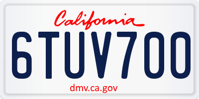 CA license plate 6TUV700