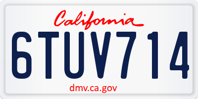 CA license plate 6TUV714