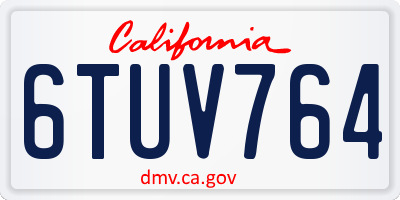 CA license plate 6TUV764